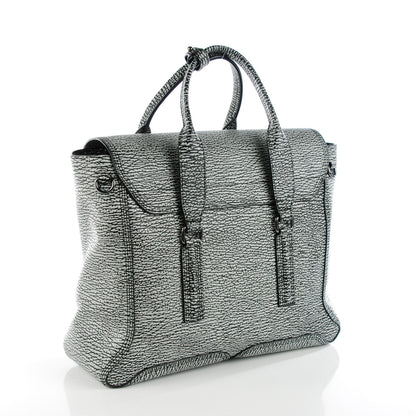 3.1 Phillip Lim 3.1 Textured Calfskin Large Pashli Satchel Black Cream 4 of 9