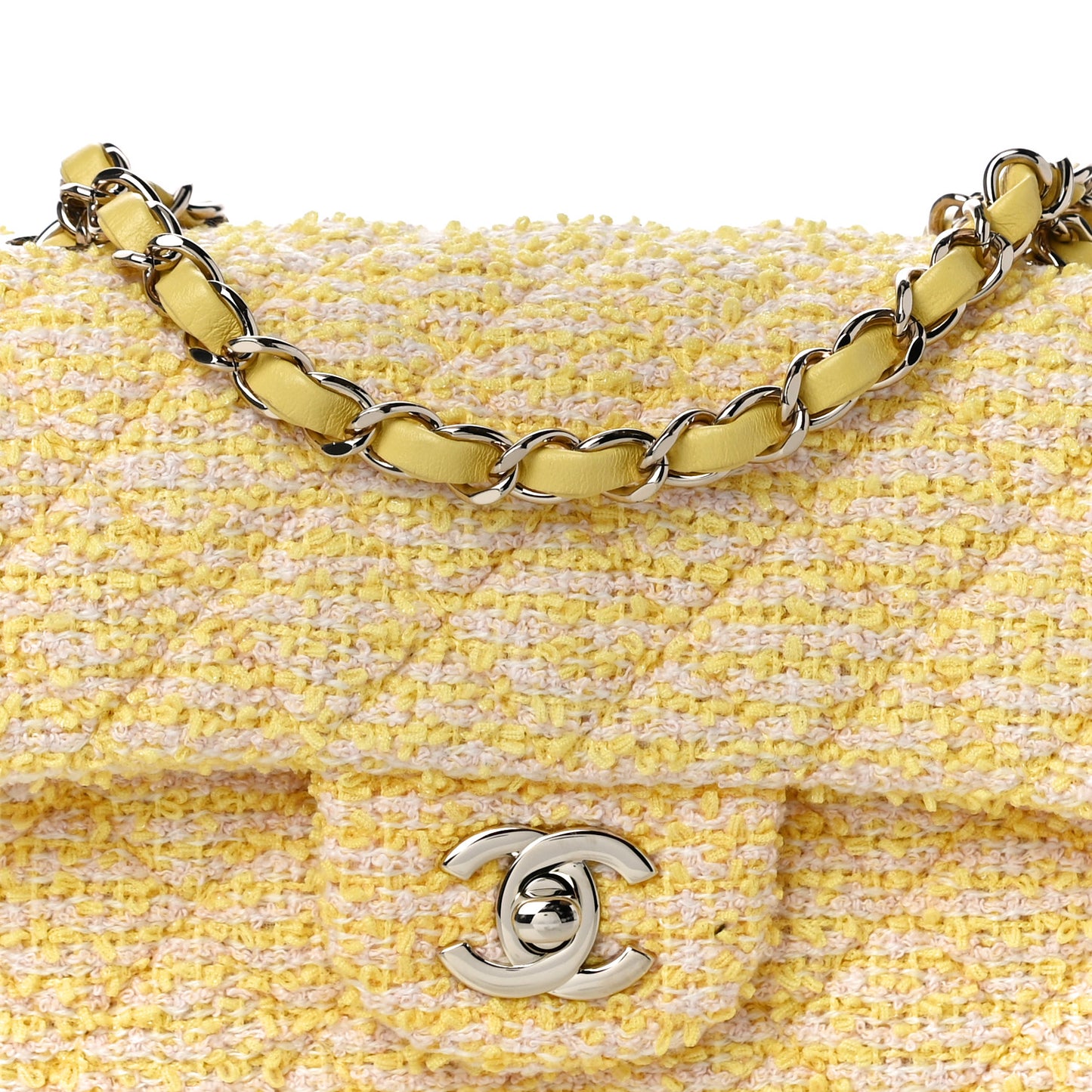 Tweed Quilted Mini Rectangular Flap Yellow Pink