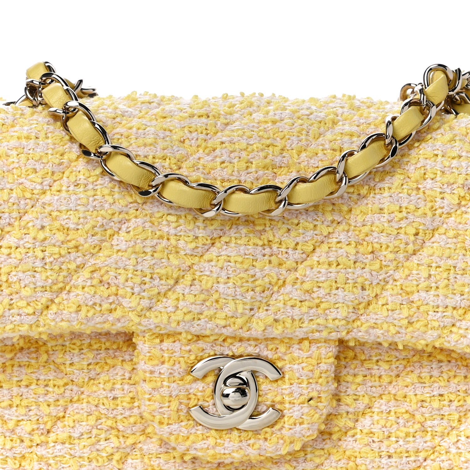 Chanel Tweed Quilted Mini Rectangular Flap Yellow Pink 8 of 11