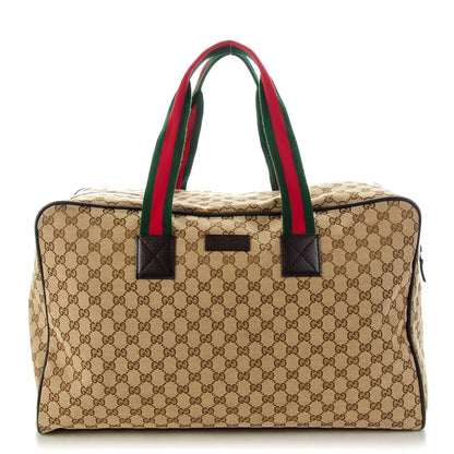 Gucci GG Monogram Web Large Collapsible Carry On Duffle Beige Brown 1 of 7