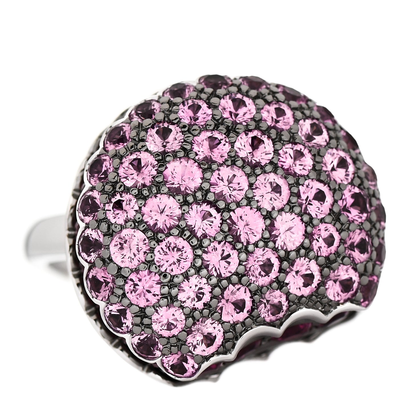 18K White Gold Ruby Pink Sapphire Macaron Ring 54 6.75