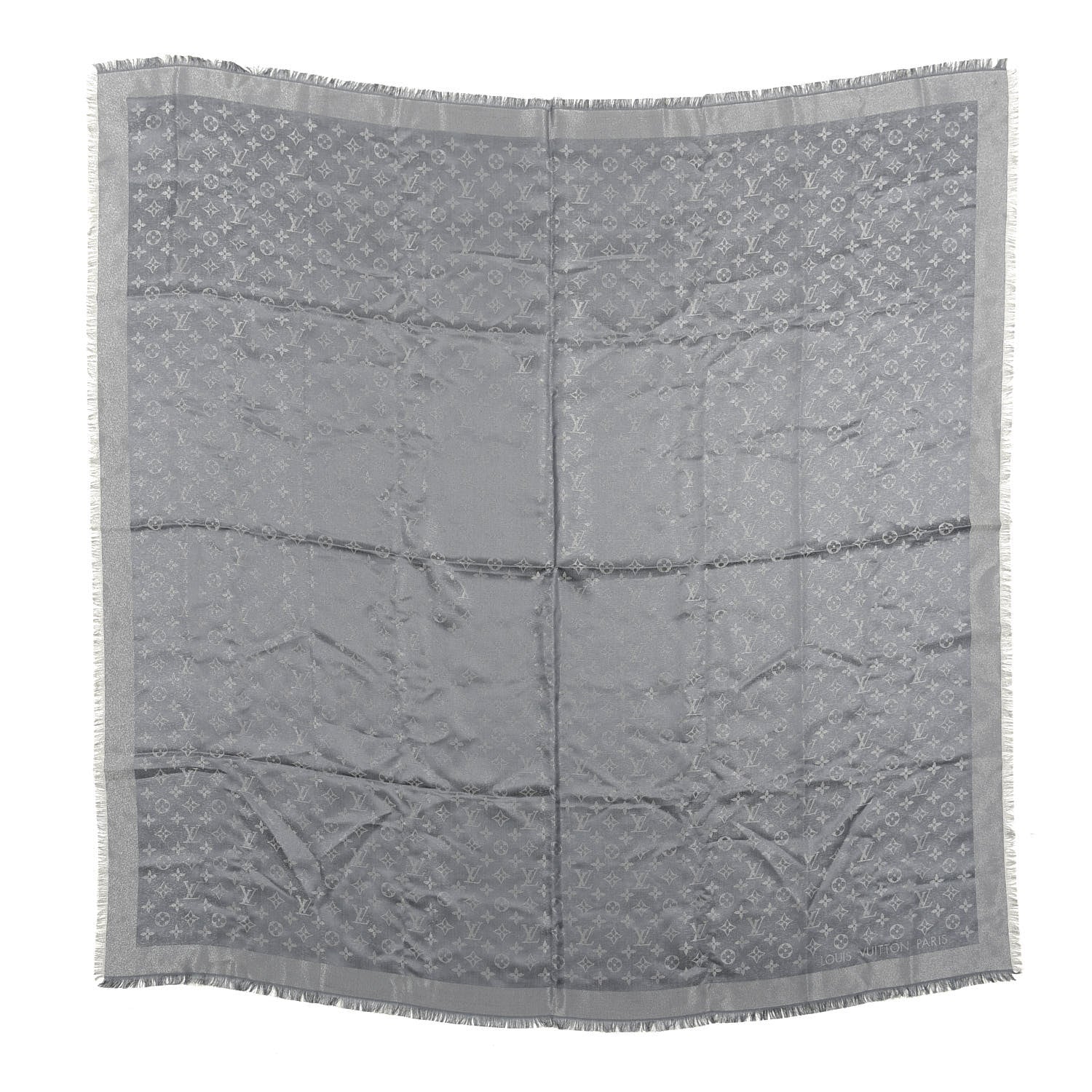 Louis Vuitton Silk Lurex Wool Monogram Shine Shawl Charcoal Grey 1 of 3