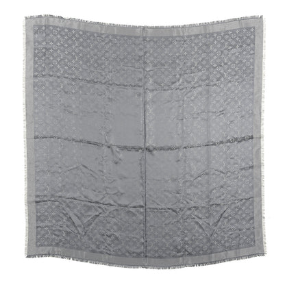 Louis Vuitton Silk Lurex Wool Monogram Shine Shawl Charcoal Grey 1 of 3