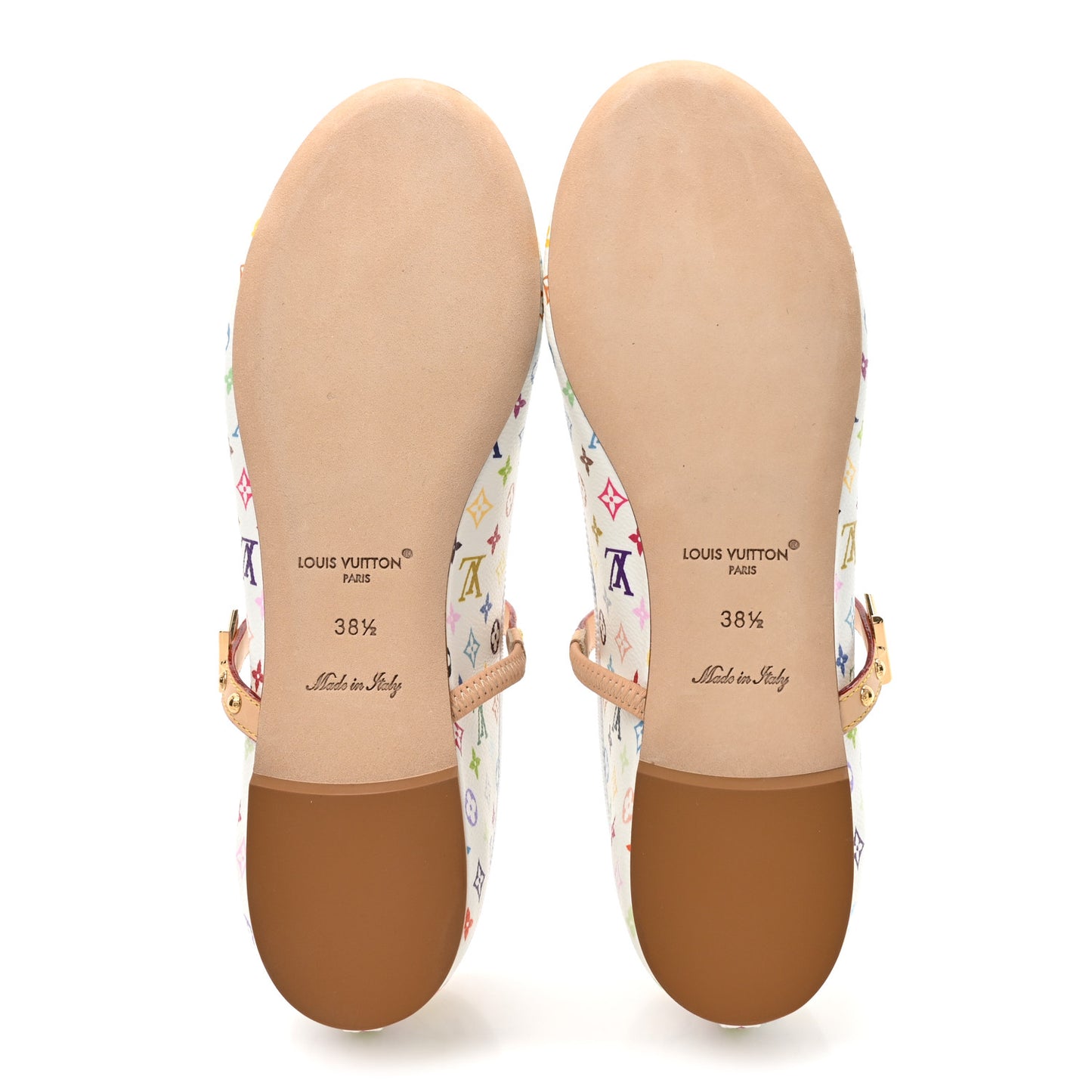 LV X TM Monogram Multicolor Romy Flat Ballerinas 38.5 White