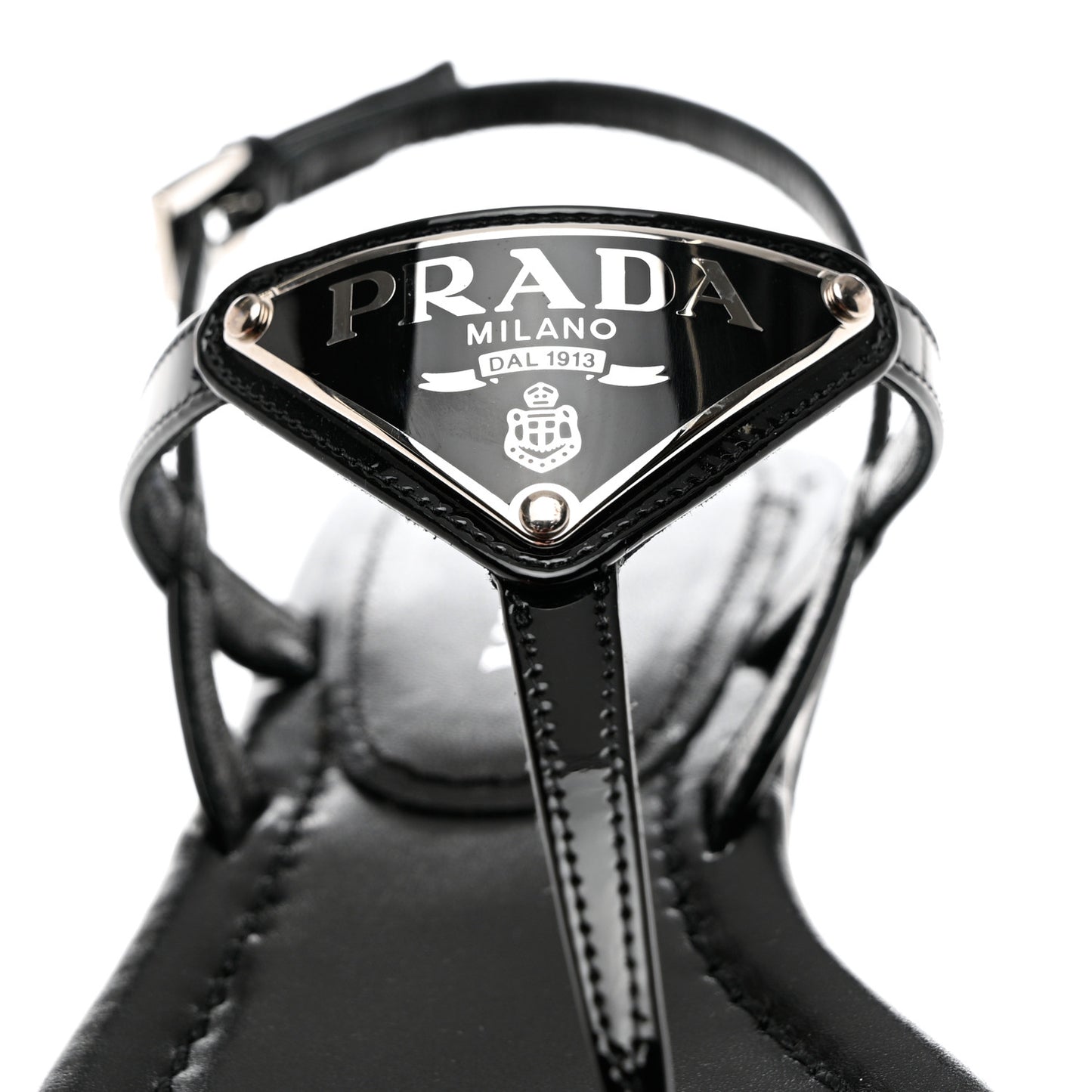 Vernice Metal Triangle Logo Slingback Flat Thong Sandals 36 Black