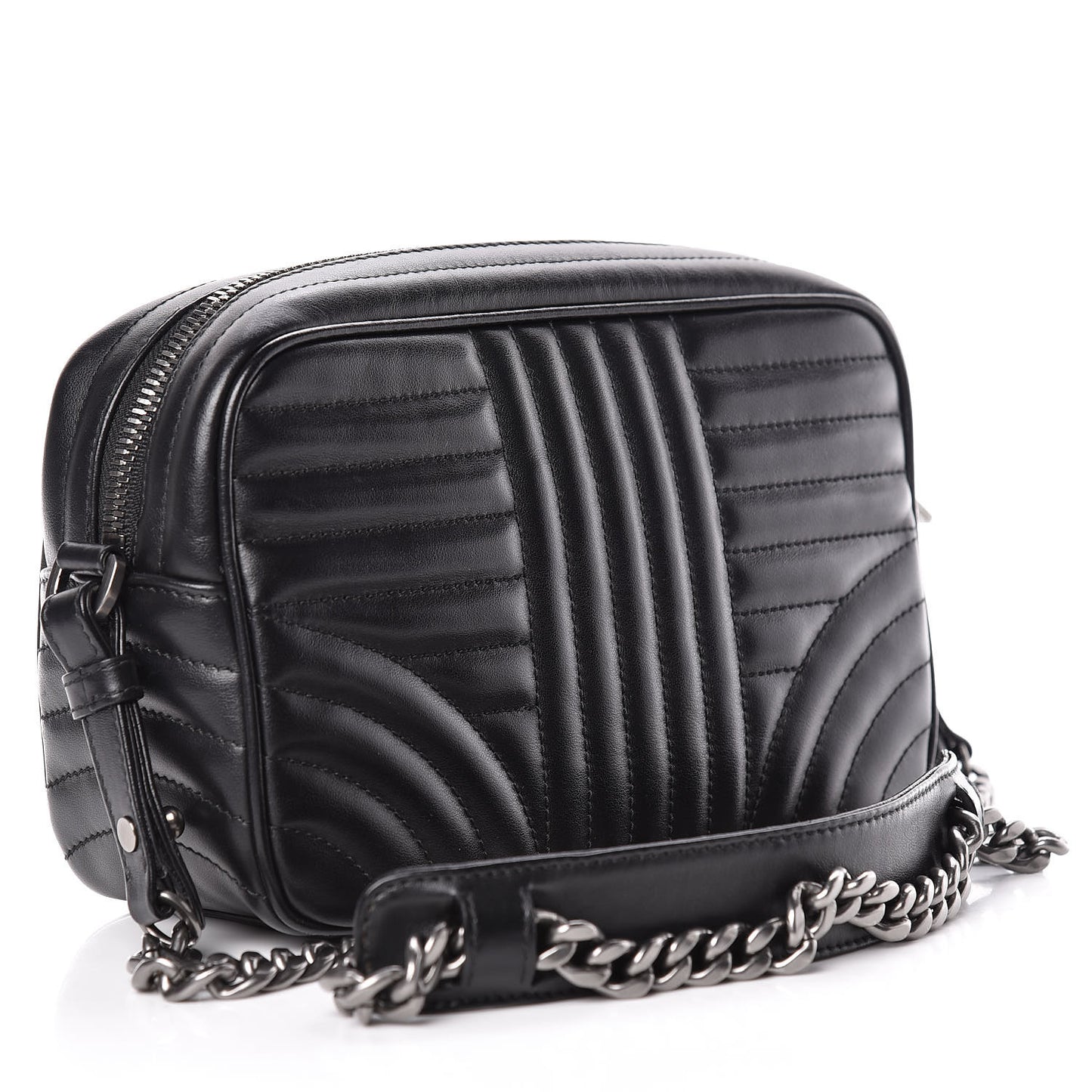Soft Calfskin Diagramme Crossbody Bag Black