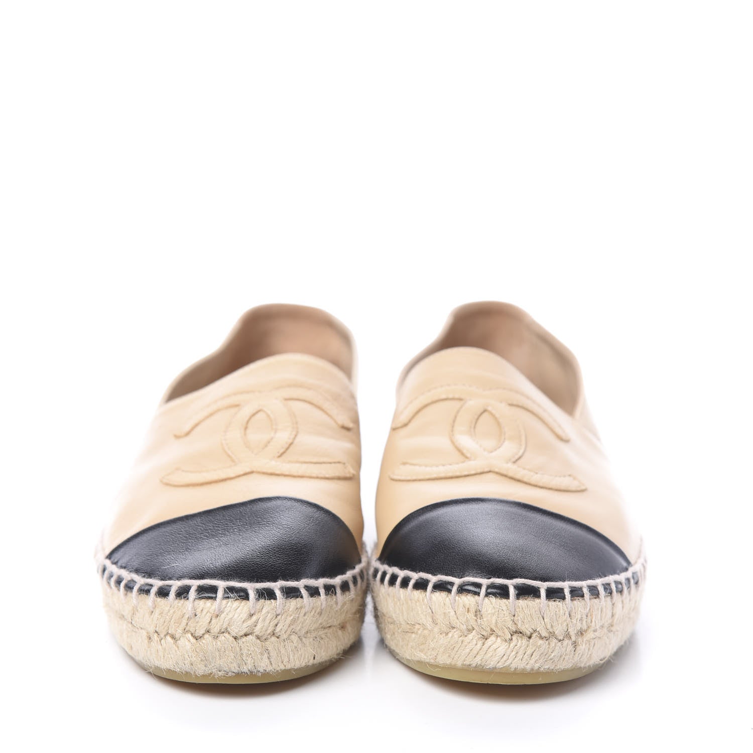 Chanel Lambskin CC Espadrilles 37 Beige Black 2 of 10