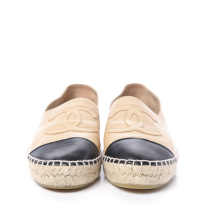 Chanel Lambskin CC Espadrilles 37 Beige Black 2 of 10
