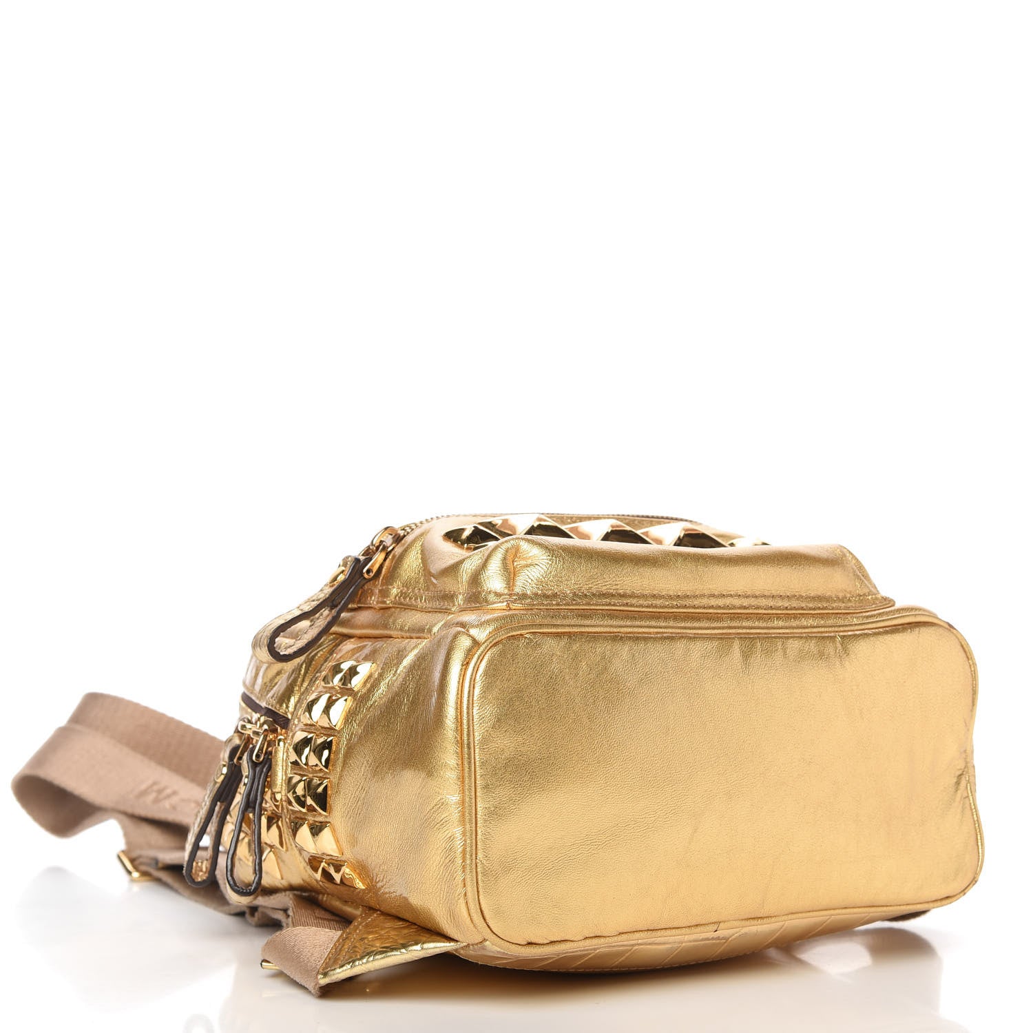 MCM Metallic Calfskin Stud Mini Stark Backpack Gold 4 of 10