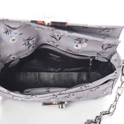 Prada Soft Saffiano Floral Print Sound Shoulder Bag Acciaio 5 of 9