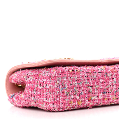 Chanel Tweed Lambskin Quilted Medium CC Filigree Flap Pink 8 of 9