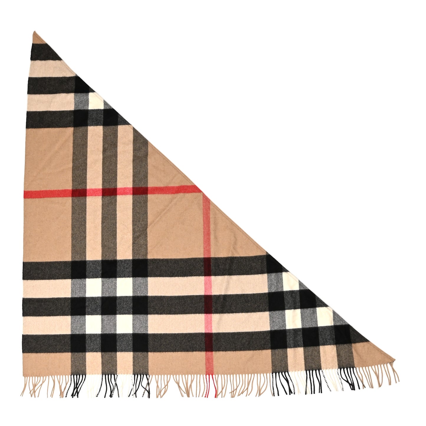 Cashmere Check Triangle Bandana Scarf Camel