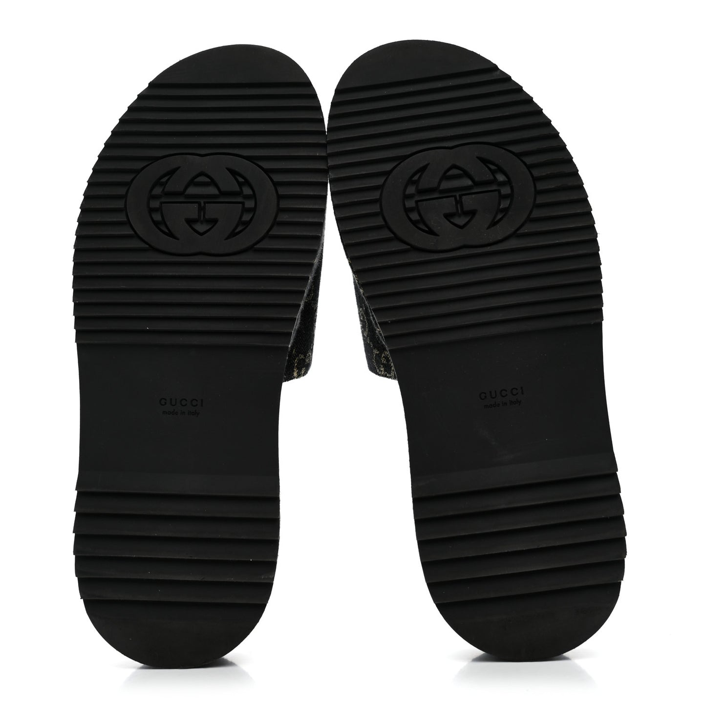 Jacquard Black Denim GG Monogram Angelina Platform 55mm Slide Sandals 41 Black Ivory