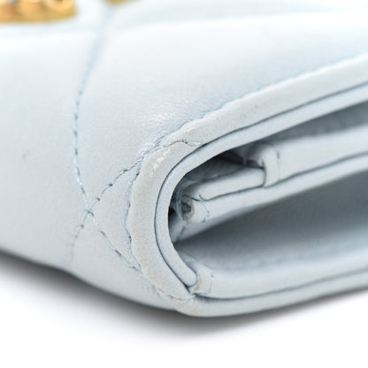 Chanel Lambskin Quilted Chanel 19 Flap Card Holder Light Blue 12 of 14
