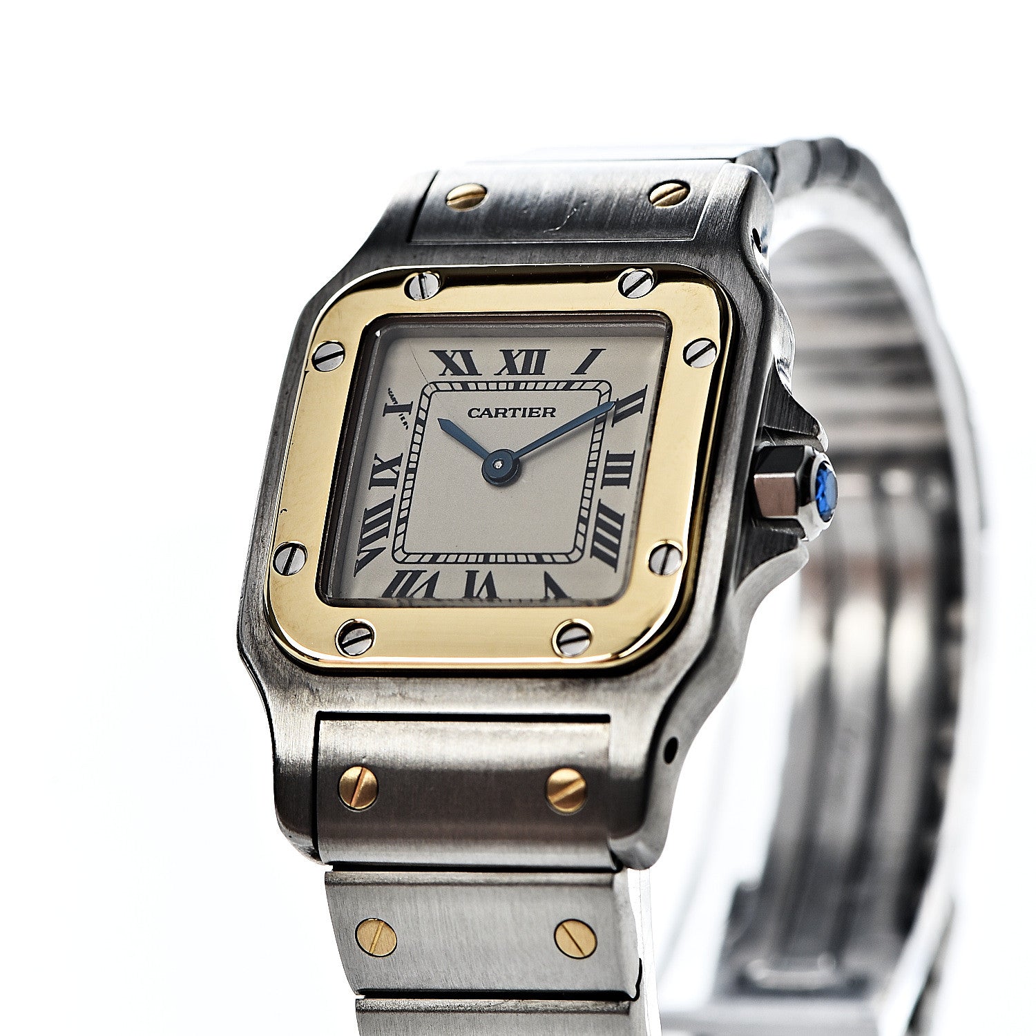Cartier Stainless Steel 18K Yellow Gold 24mm Santos De Cartier Galbee Quartz Watch 7 of 8
