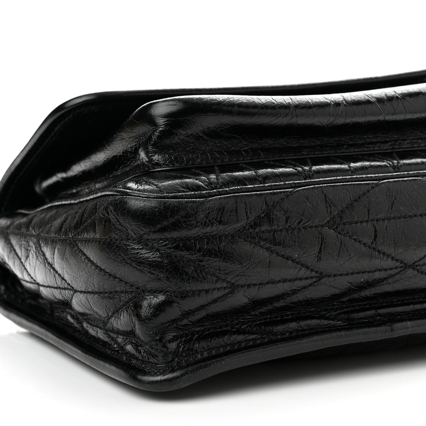 Vitello Shine Trapu Shoulder Bag Black