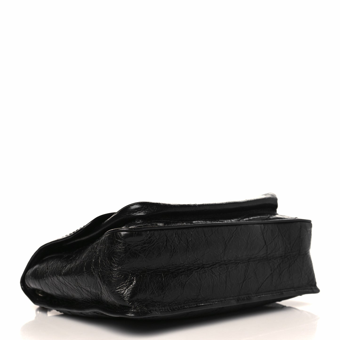 Crinkled Calfskin Matelasse Monogram Large Niki Chain Satchel Black