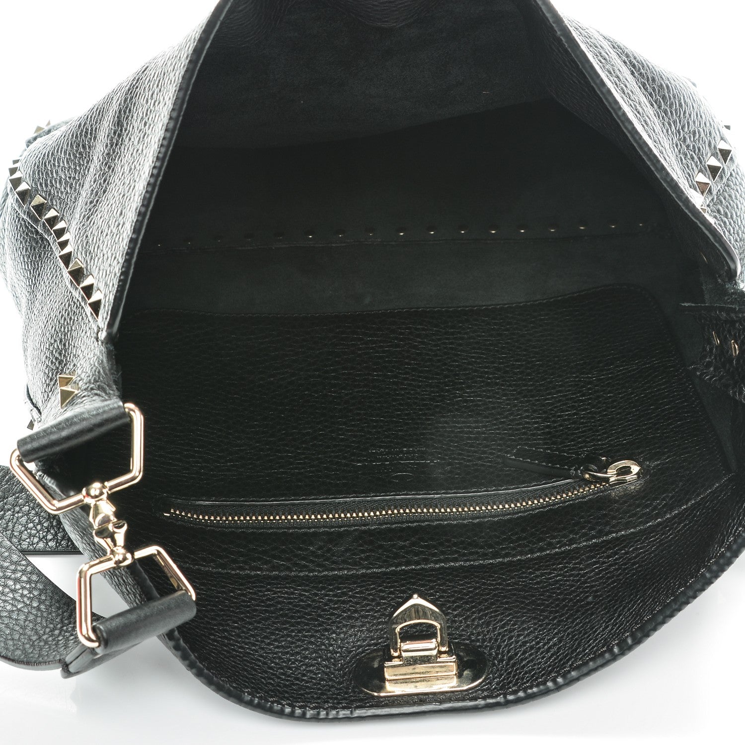 Valentino Garavani Pebbled Calfskin Large Rockstud Flip-Lock Messenger Bag Black 5 of 7