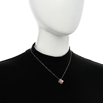 Van Cleef & Arpels 18K Rose Gold Diamond Pink Mother of Pearl Vintage Alhambra Pendant Necklace 2 of 6