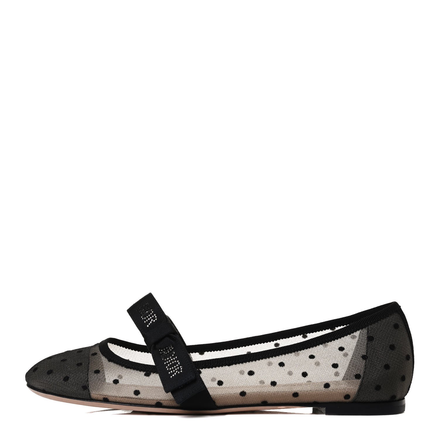 Christian Dior Swiss Tulle Dotted Miss J'Adior Ballet Pumps 38.5 Black Nude 1 of 11