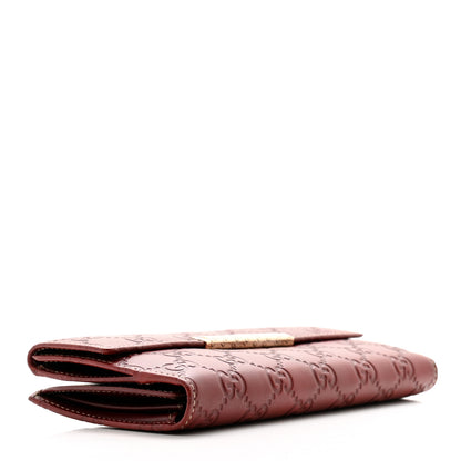 Gucci Guccissima Margaux Calfskin Metal Bar Continental Flap Wallet Dark Red 4 of 15