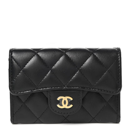 Chanel Lambskin Quilted Flap Card Holder Wallet Black 1 of 8