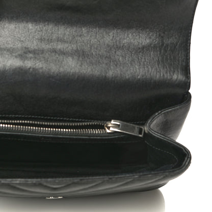 Saint Laurent Sheepskin Matelasse Chevron Monogram Medium College Bag Black 5 of 21