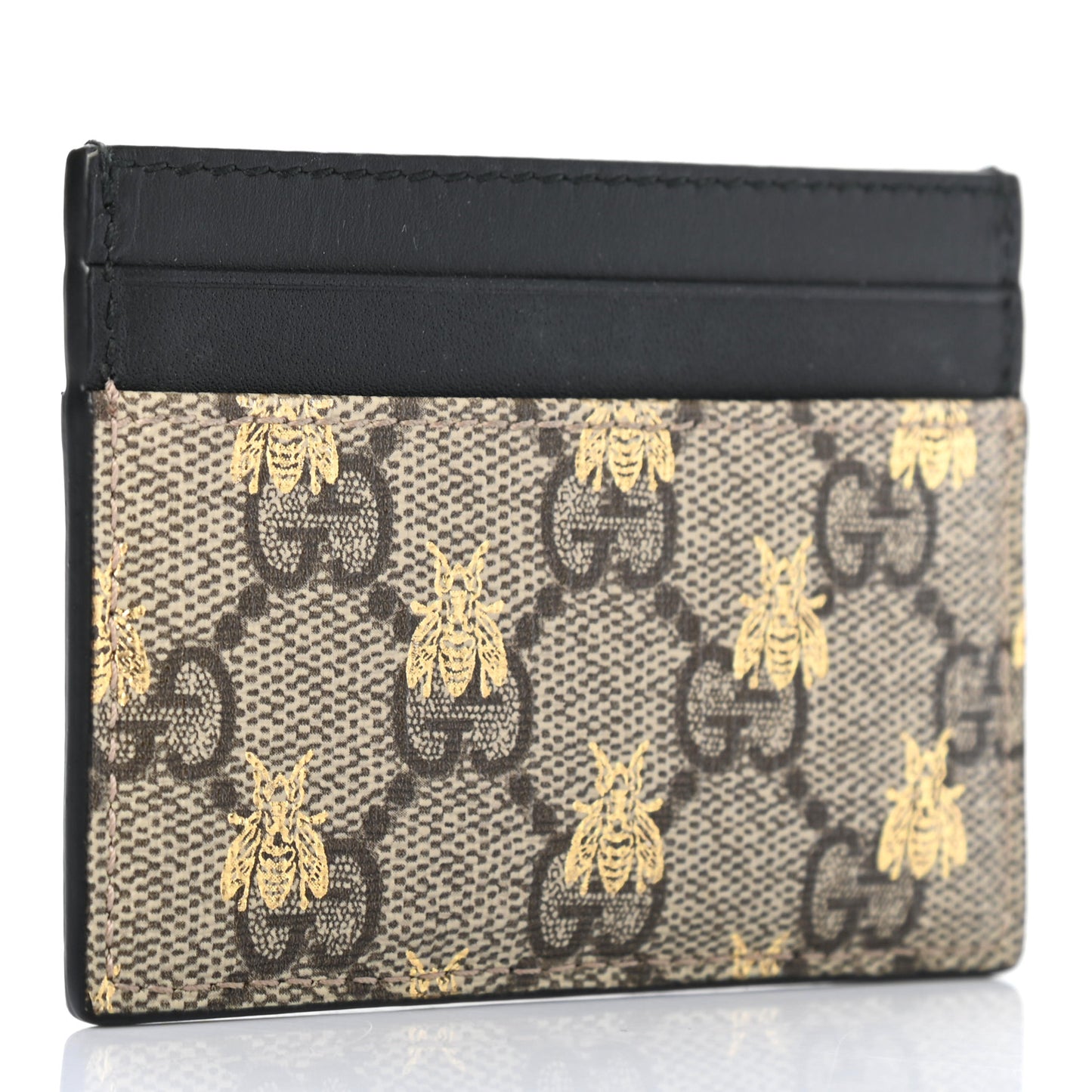 GG Supreme Monogram Bees Card Holder Black