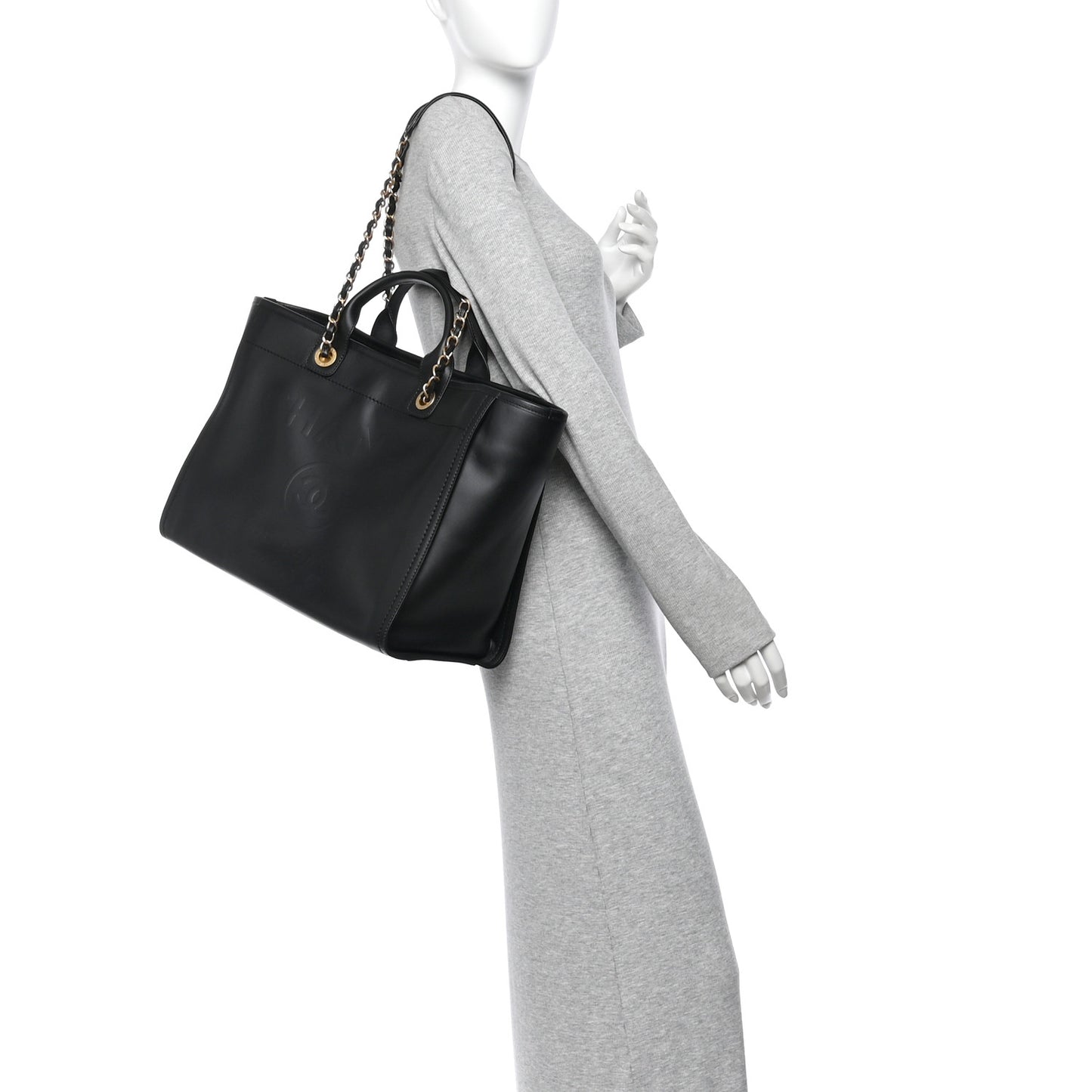 Calfskin Medium Deauville Tote Black