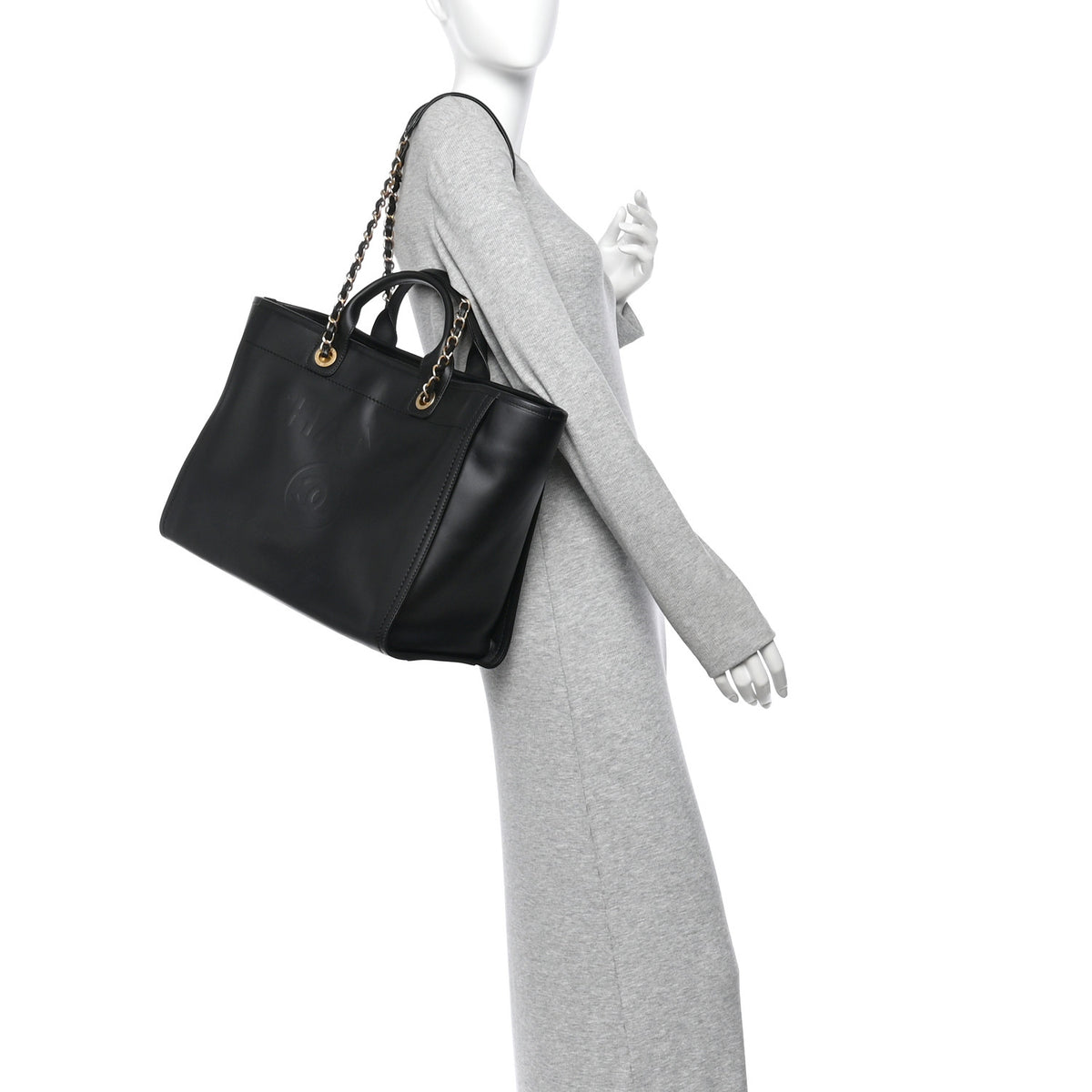 Chanel Calfskin Medium Deauville Tote Black 2 of 11
