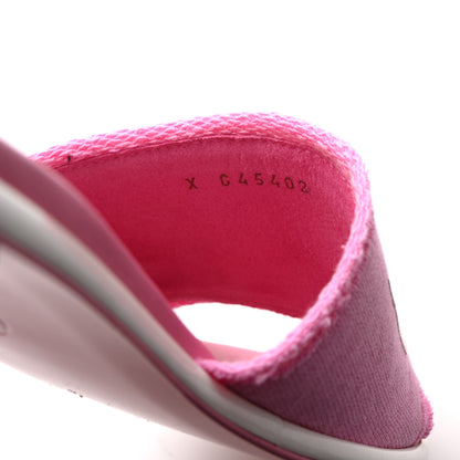 Chanel Cotton Logo Mule Sandals 40 Pink White 9 of 10