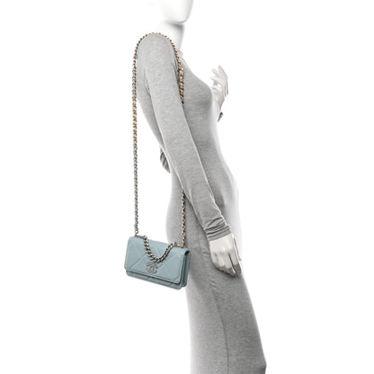 Chanel Lambskin Quilted Chanel 19 Wallet On Chain WOC Light Blue 2 of 14