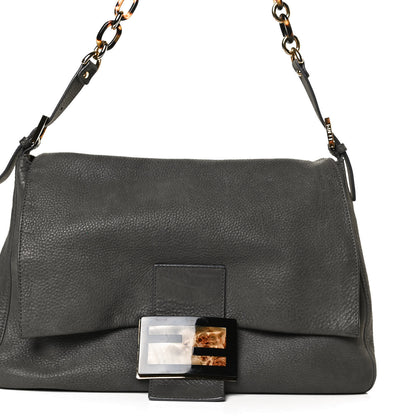Fendi Vitello Savana Big Mama Baguette Grigio Tartaruga Natural 9 of 13