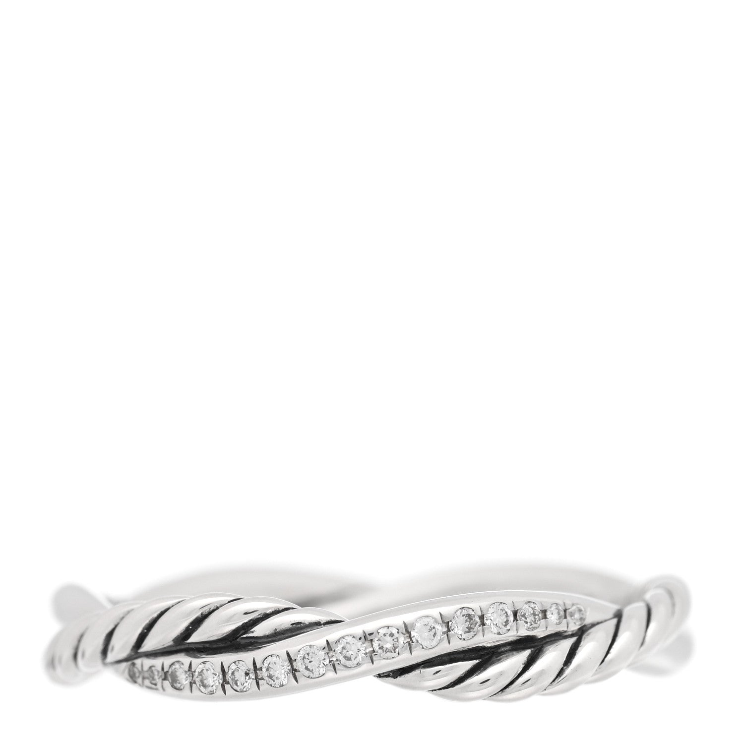 David Yurman Sterling Silver Diamond Petite Infinity Twist Ring 62 10 1 of 5