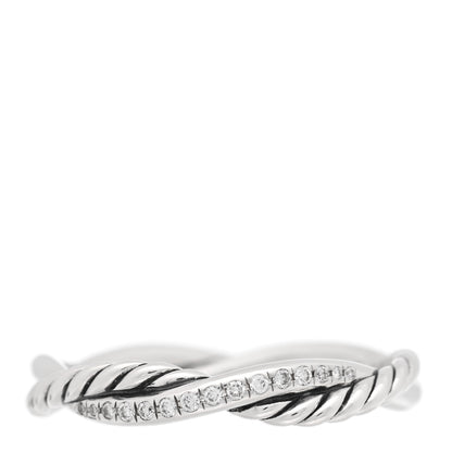 David Yurman Sterling Silver Diamond Petite Infinity Twist Ring 62 10 1 of 5