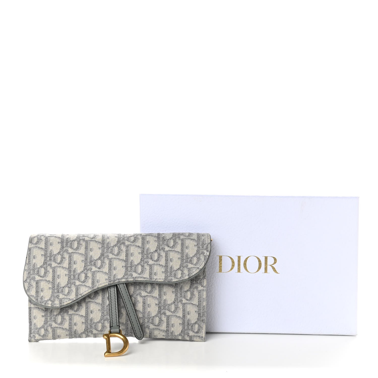 Christian Dior Oblique Saddle Chain Long Wallet Grey 12 of 12