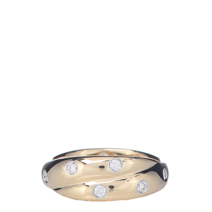 Tiffany 18K Yellow Gold Platinum Diamond Etoile Twist Band Ring 54 6.75 1 of 6