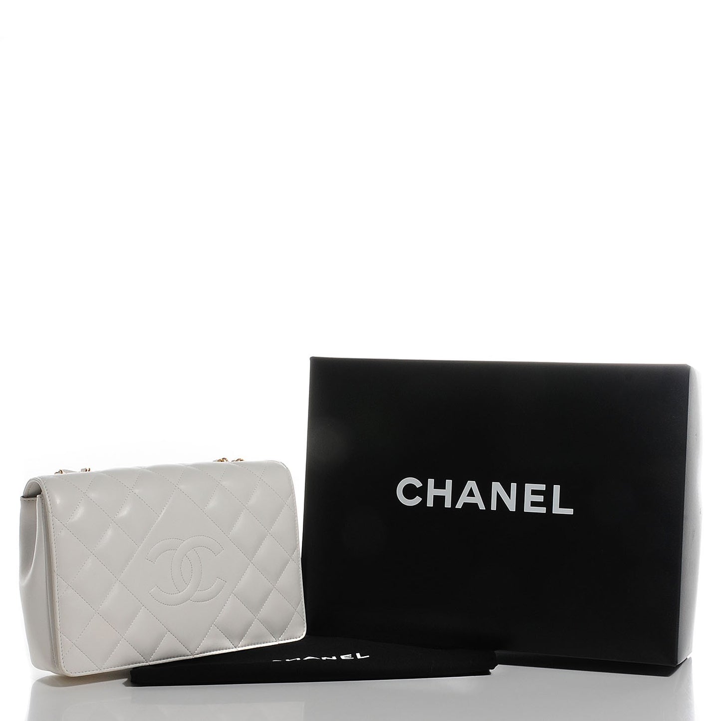 Lambskin Quilted Small Diamond CC Flap White
