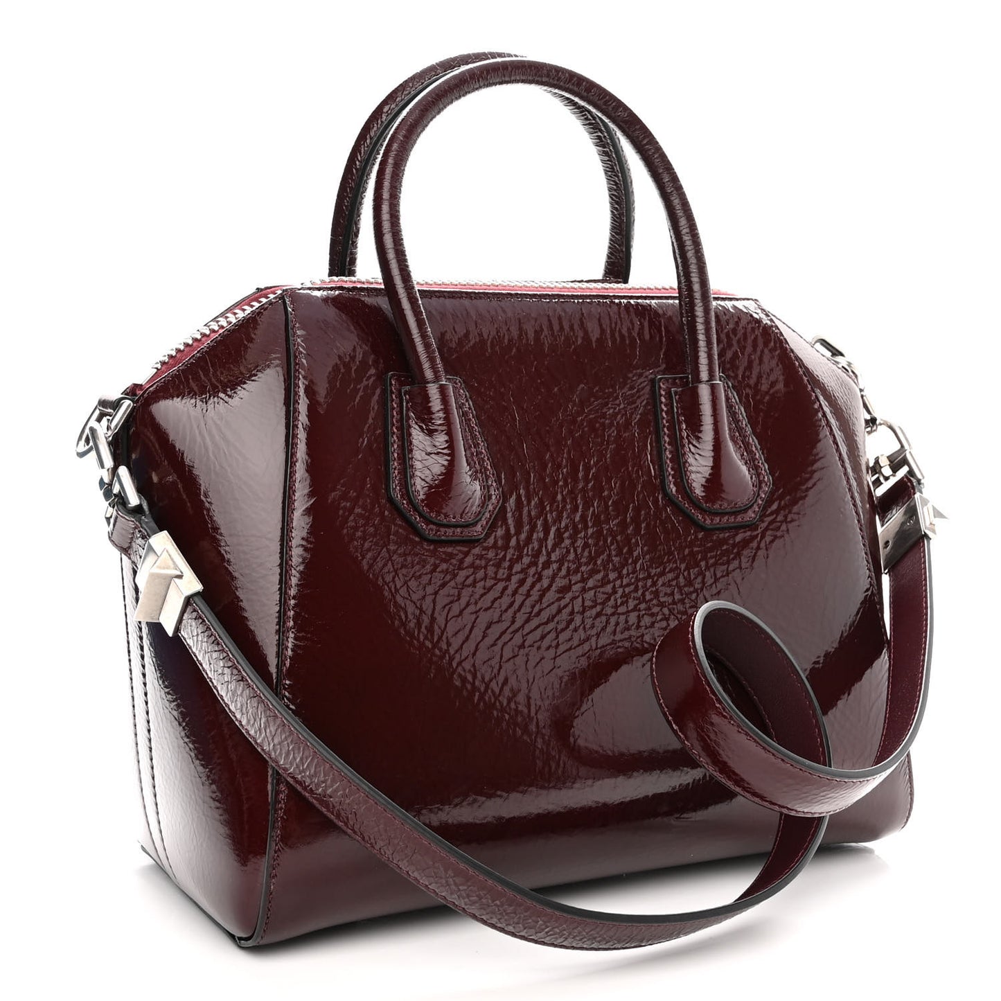 Crinkled Patent Calfskin Small Antigona Aubergine