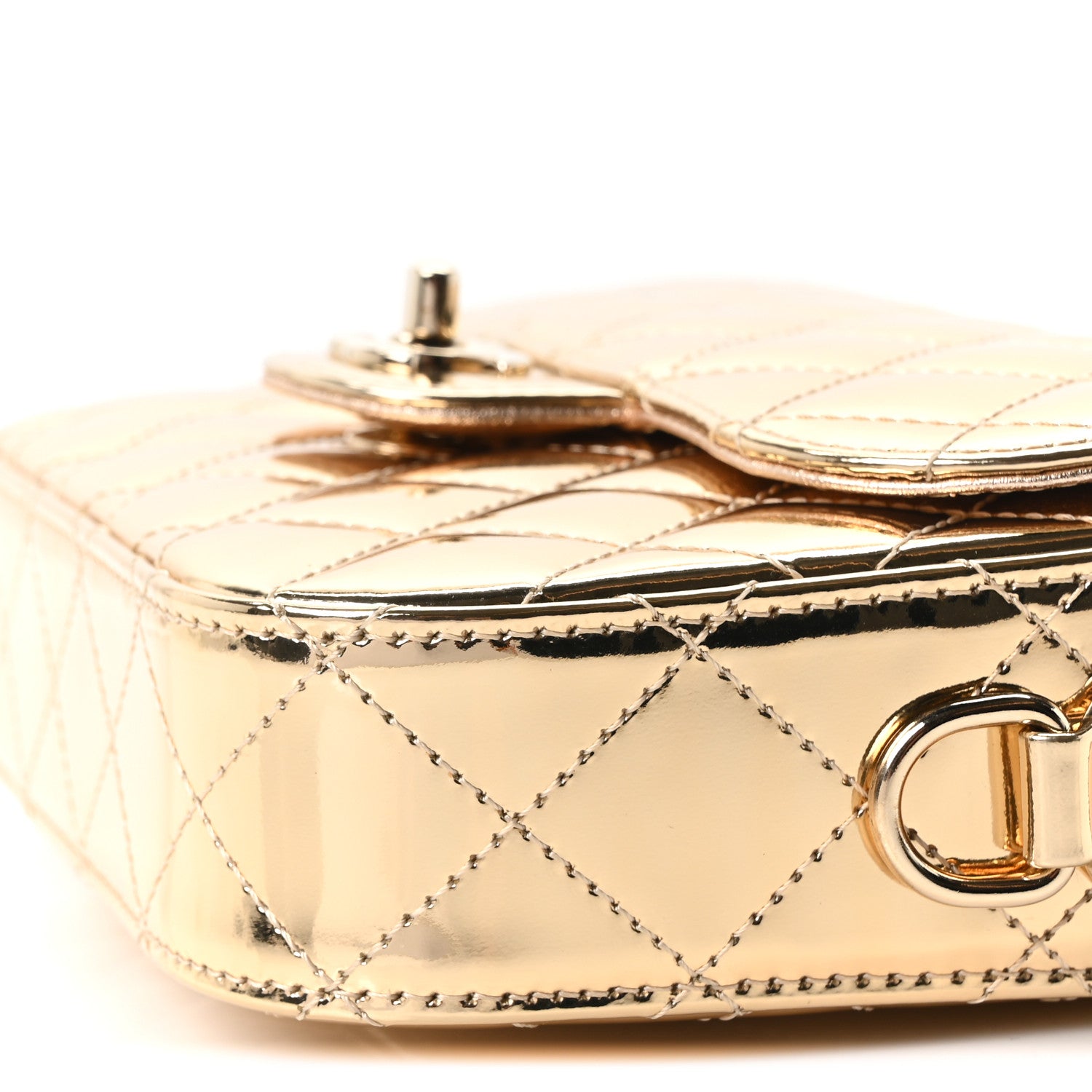 Chanel Mirror Calfskin Metallic Calfskin Quilted Hollywood Boulevard Flap With Star Coin Purse Gold 10 of 10
