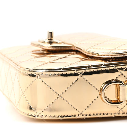 Chanel Mirror Calfskin Metallic Calfskin Quilted Hollywood Boulevard Flap With Star Coin Purse Gold 10 of 10