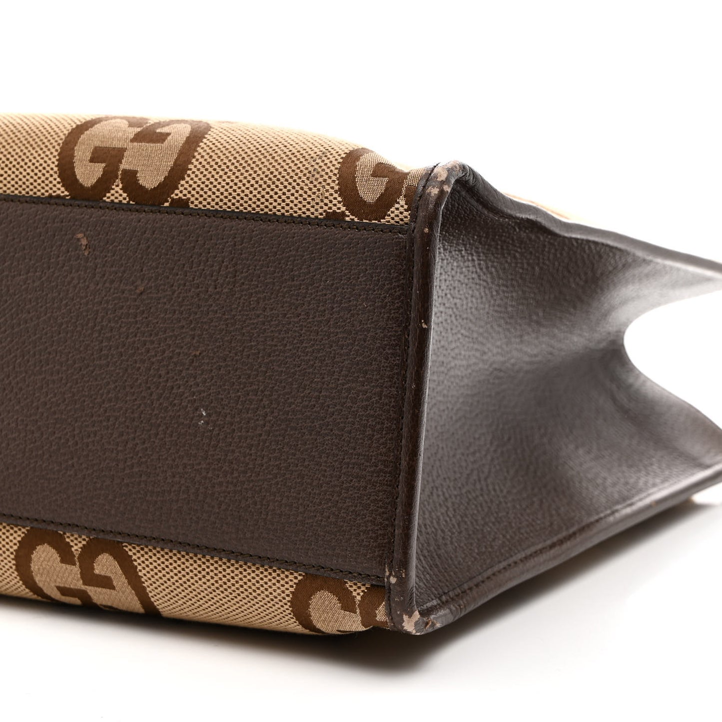 Monogram Jumbo GG Textured Dollar Calfskin Web Tote Bag Camel Ebony New Acero