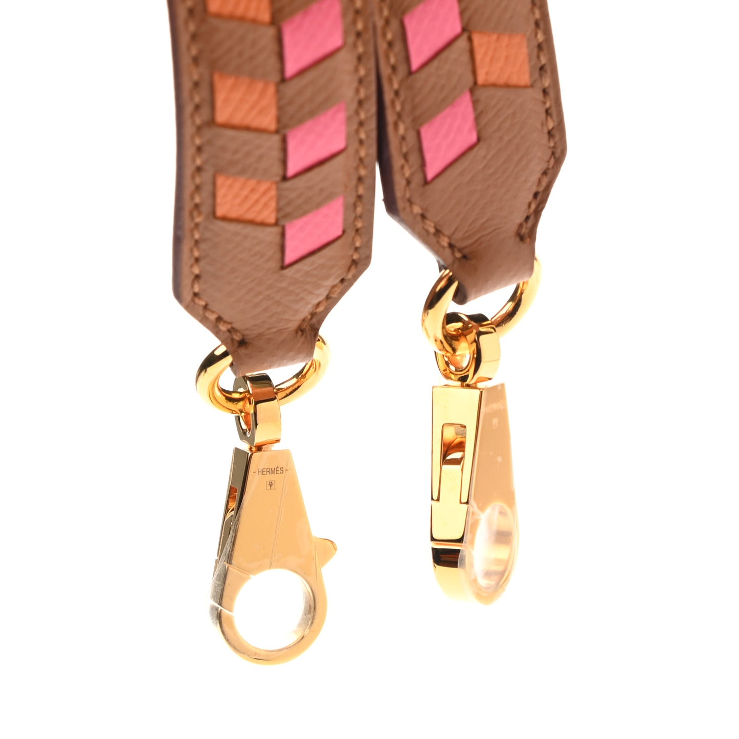 Epsom 25mm Tressage Shoulder Strap Abricot Rose Azalee Gold
