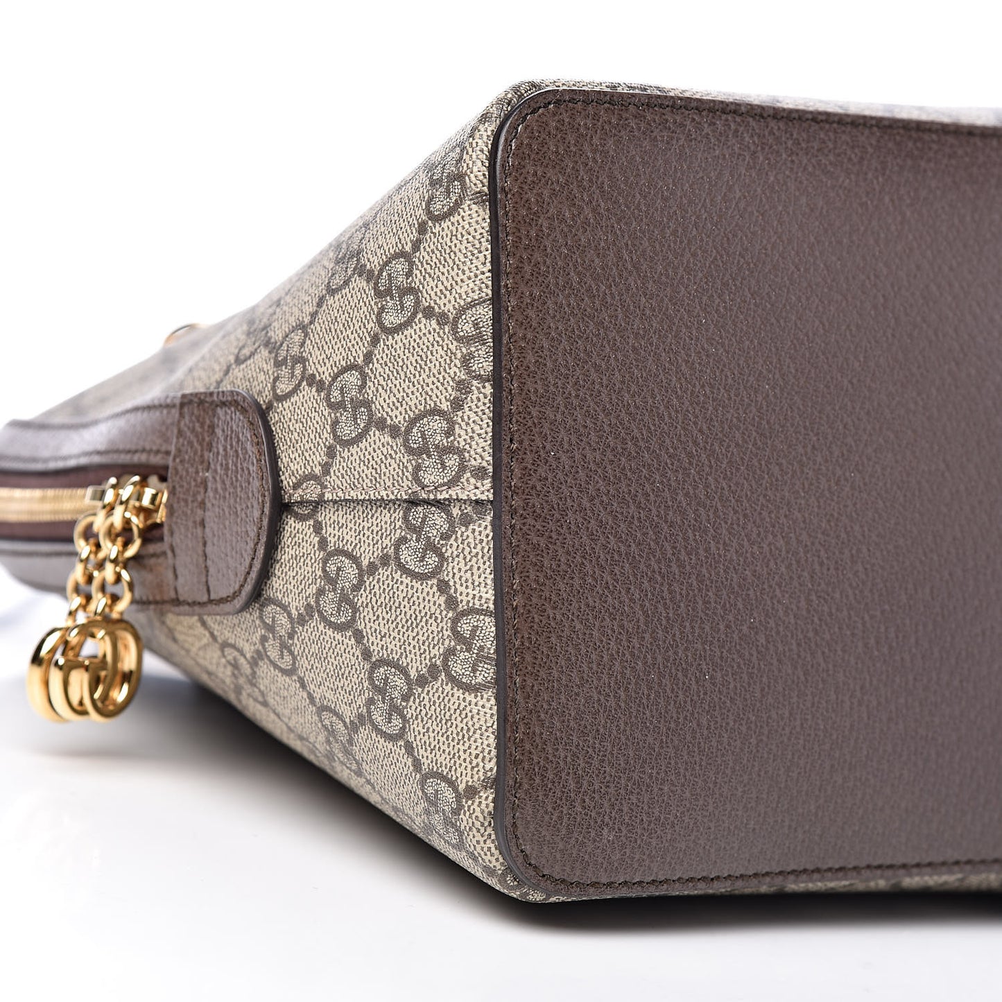 GG Supreme Monogram Web Medium Ophidia Top Handle Dome Bag Brown
