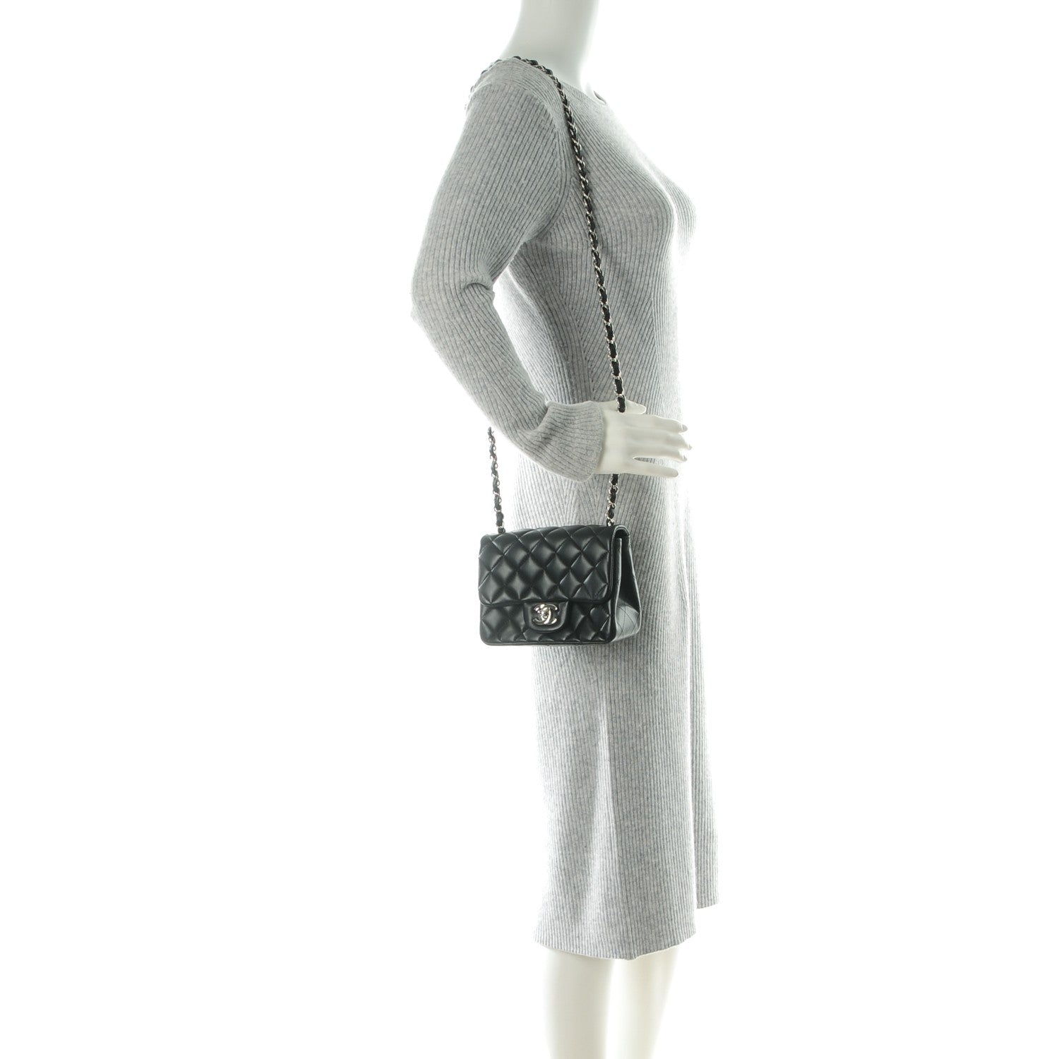 Chanel Lambskin Quilted Mini Square Flap Black 2 of 8