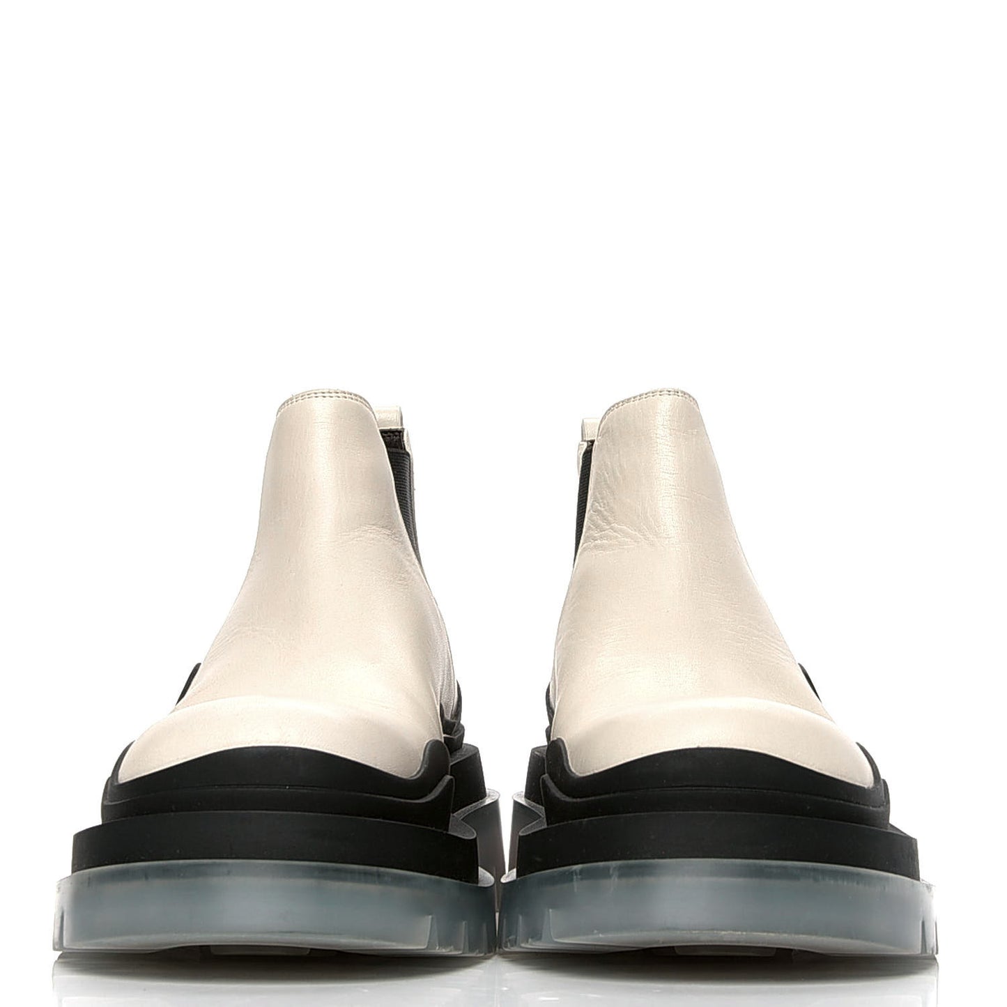 Calfskin The Tire Cropped Chelsea Boots 37 Wax Black Transparent