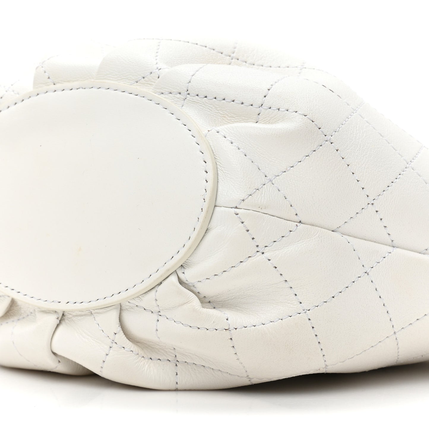Lambskin Stitched Small Shopping Tote White