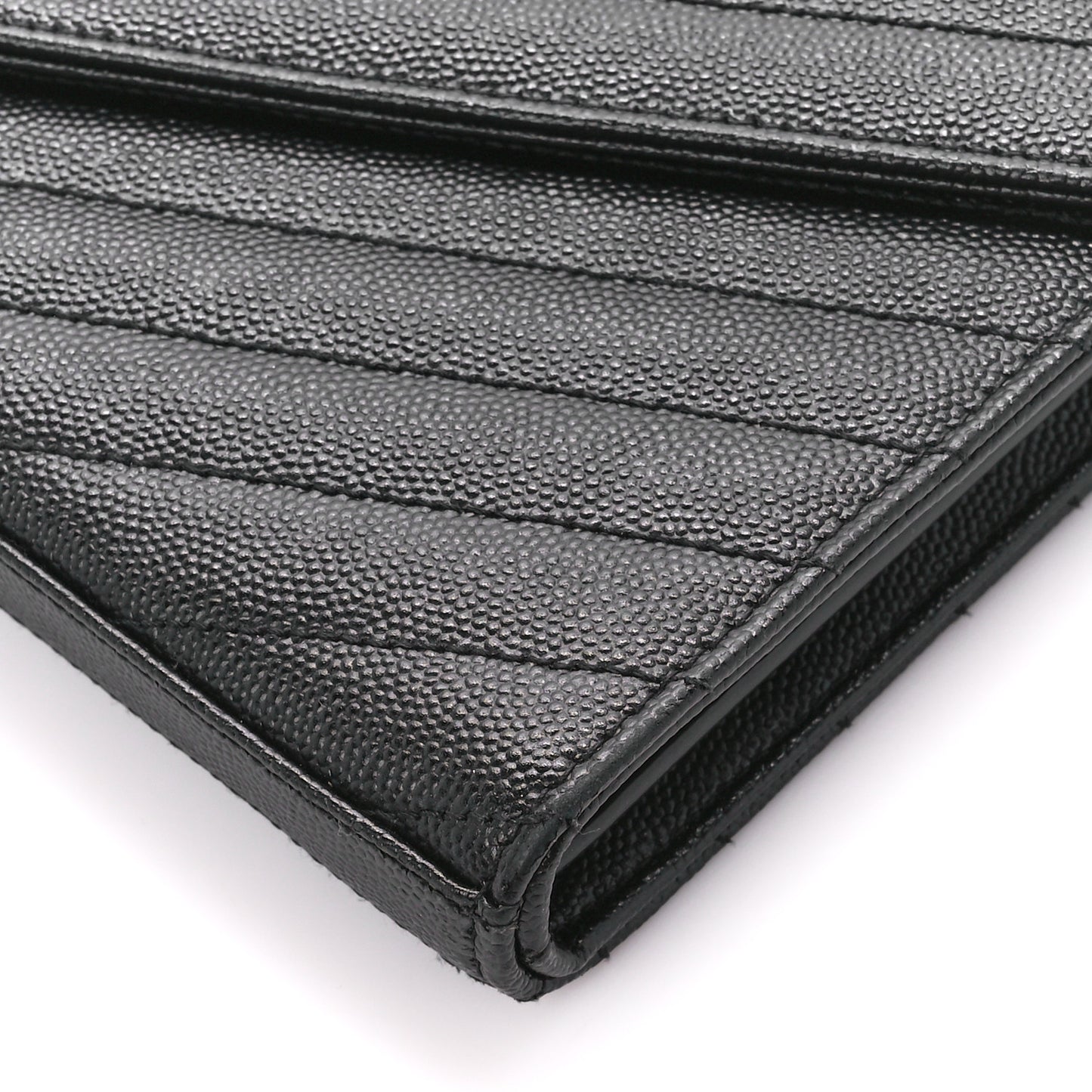 Grain De Poudre Matelasse Chevron Monogram Chain Wallet Black
