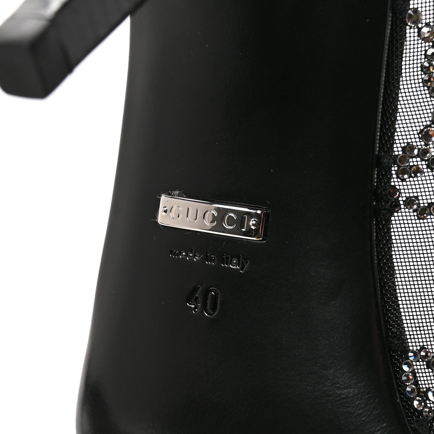 Gucci Tela Retino Kid Scamosciato Crystal GG Monogram Square G 95mm Slide Sandals 40 Black 7 of 9