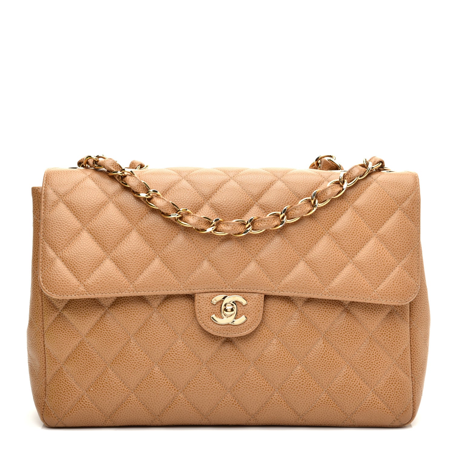 Chanel Caviar Jumbo Single Flap Beige 1 of 11